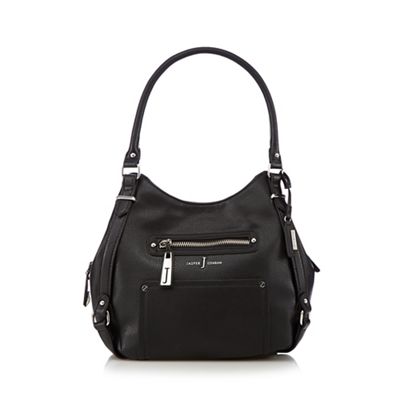 Designer black zipped pocket hobo bag